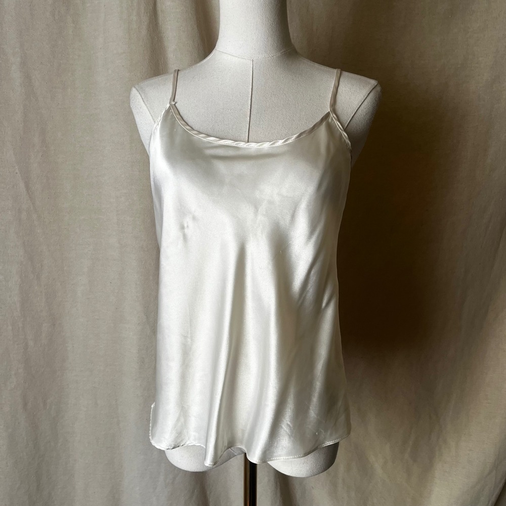 Vintage Maidenform Ivory Satin Camisole Small 90s Y2K Lingerie Top
